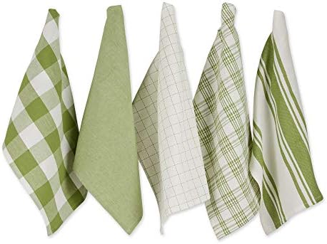 DII Basic Kitchen Large Cotton Dishtowel Set of 5, Antique Green by DII