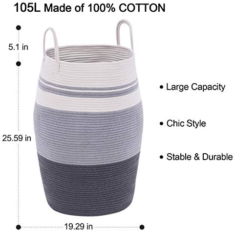 Large Laundry Basket Hamper Woven Blanket Basket Clothes Hamper - Image 3