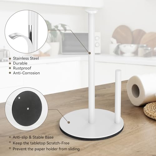 White Paper Towel Holder, Stainless Steel, - Image 4