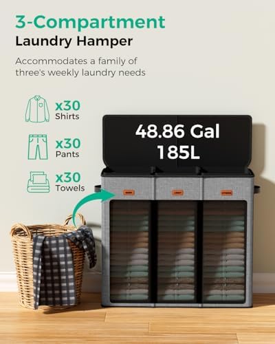 185L Laundry Hamper 3 Section - Image 4