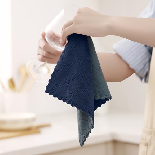 Homaxy 12 Pack Super Soft Dish Cloths, Dark Grey & Navy Blue - Image 4