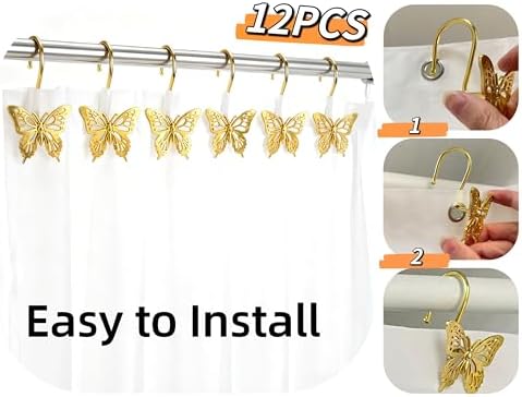 12PCS Decorative Shower Curtain Hooks, Metal Shower Curtain Rings, Rustproof - Image 4
