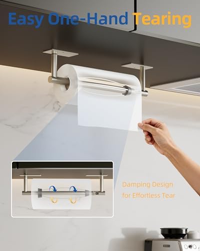 RUACQ Paper Towel Holder Under Cabinet, One Hand Tearing - Image 2