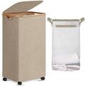 efluky Laundry Basket with Wheels, Tall Rolling Laundry Hamper with Lid and by efluky
