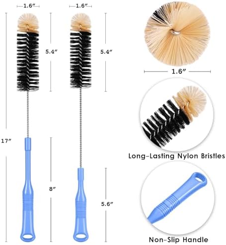 MOSOLAN Long Handle Bottle Brush, 17 Inch Bottle Brush Cleaner, 2 Pack - Image 4