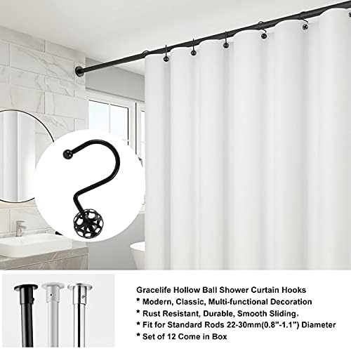 Gracelife 12Pcs Hollow Ball Shower Curtain Hooks Luxury Quality Rustproof - Image 4