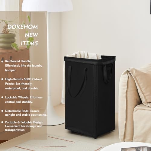 DOKEHOM 90L X-Large Rolling Laundry Basket Hamper on Wheels - Image 2