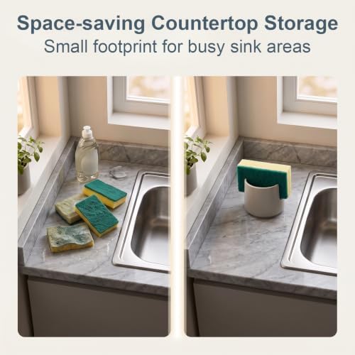 ONEMORE Ceramic Sponge Holder for Kitchen Sink, Kitchen Sink Organizer - Image 6