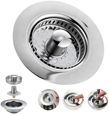 ARCORA Kitchen Sink Drain Strainer: Stainless Steel 3 in 1 Sink Stopper by ARCORA