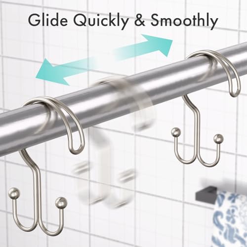 Bathway Nickel Shower Curtain Hooks Ring, Rust Proof Metal Shower Hooks - Image 5