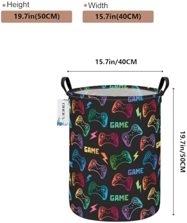 Round Collapsible Game Controller Laundry Hamper - Image 2