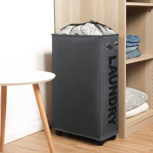 DOKEHOM 29" Enlarged Slim Rolling Laundry Basket Hamper on Wheels - Image 7