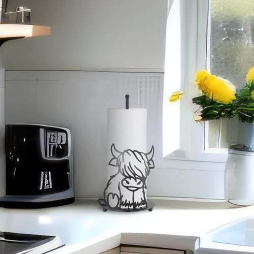 Shimeyao Highland Cow Metal Paper Towel Holder Stand - Image 5