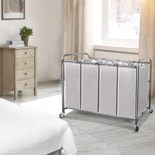 STO STO Laundry Sorter 4 Section, 4 Bag Clothes Hamper, Rolling Laundry Cart - Image 2