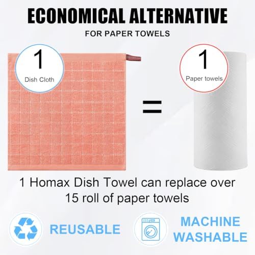 Homaxy 100% Cotton Terry Kitchen Dish Cloths, 8 Pack - Image 7