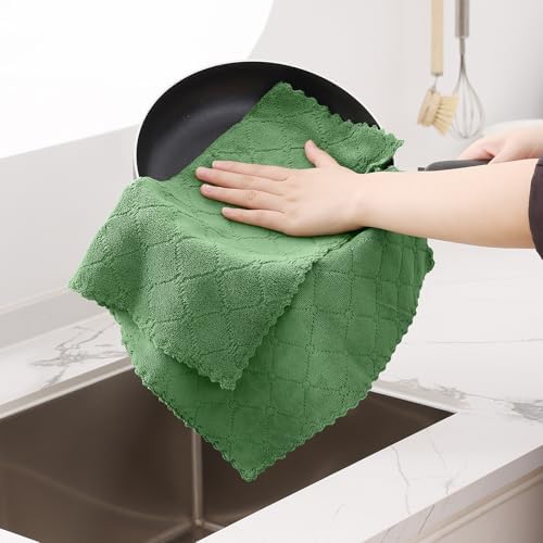 Homaxy 12 Pack Super Soft Absorbent Dish Towels, Grass Green - Image 4