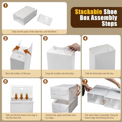 24-Pack Clear Plastic Shoe Boxes, Stackable Foldable Shoe Storage Containers - Image 6