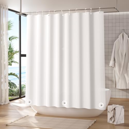 Titanker White Shower Curtain Liner, 72x65 PEVA Shower Liner Inside Shower - Image 6