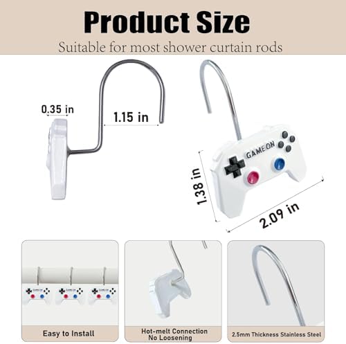 12 Pcs Game Theme Shower Curtain Hooks - Image 2
