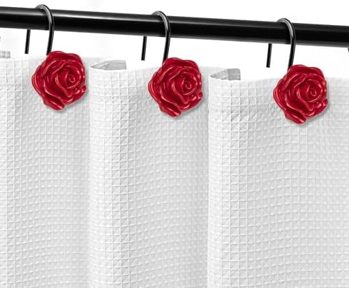 Sunlit Rose Shower Curtain Hooks, Home Decorative Flower Shower Curtain Rings - Image 4