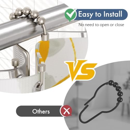 Bathway Nickel Shower Curtain Hooks, Rust Proof Metal Shower Hooks - Image 4