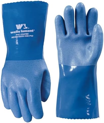 Wells Lamont PVC Chemical Resistant Gloves, Textured Grip, Gauntlet Cuff by WellsLamont
