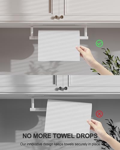 White Paper Towel Holder Under Cabinet Self Adhesive or Wall Mount - Image 5