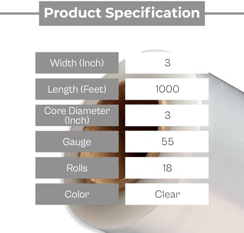 PSBM Mini Stretch Wrap with Plastic Handle, 18 Rolls 3 Inch x 1000 Feet 55 - Image 3
