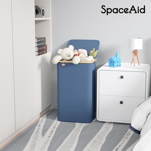 SpaceAid Laundry Hamper with Lid, 110L Large Tall Clothes Basket Bin with - Image 3