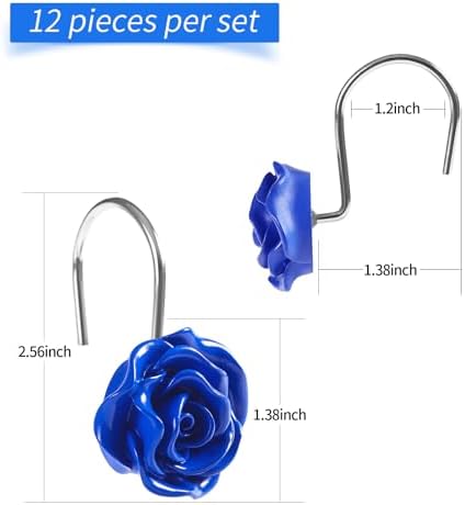 Cute Rose Floral Shower Curtain Hooks Rings - Image 6