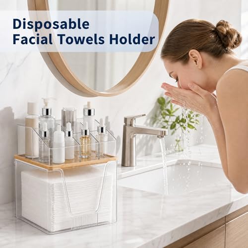 Disposable Facial Towel Holder, 2 Tier Cosmetic Storage Organizer Box - Image 5