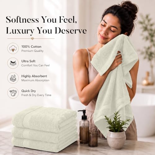DAN RIVER 600 GSM Cotton Large Bath Towels Set of 4, 27 x 54 Inches - Image 6