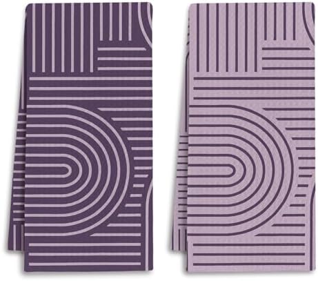 Abstract Boho Purple Kitchen Towels, Minimalist Contemporary Dish Tea Towels by Unknown