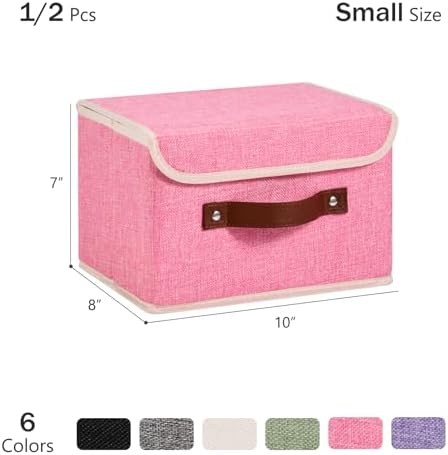 Storage Bins Box with Lids Decorative Cotton Linen Fabric Baskets - Image 3