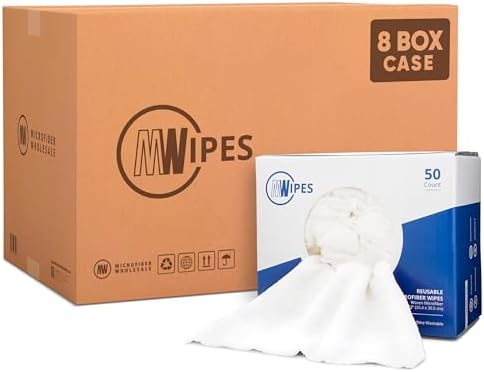 Microfiber Wholesale Mwipes – Microfiber Rags in a Box, Bulk 400 Count – by MicrofiberWholesale