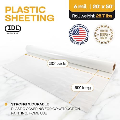 IDL Packaging Clear 6 mil Construction Plastic Sheeting - Image 2