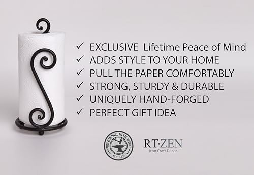 RTZEN Matte Black Paper Towel Holder Non-Slip Base Countertop - Image 2