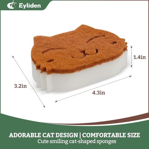 Eyliden Cat Scrub Sponges, 6 Pack, Plant-Based, Dual-Sided - Image 4