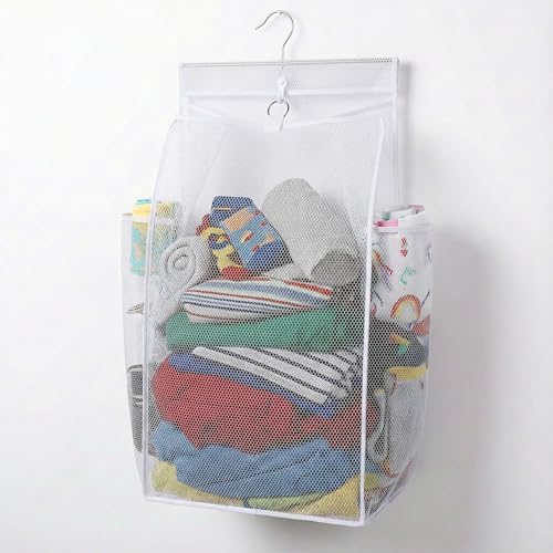 Hanging Laundry Bag with Swivel Hook Door Hanging Laundry Hamper Zipper Bottom by SaveSpaceInEveryCorner
