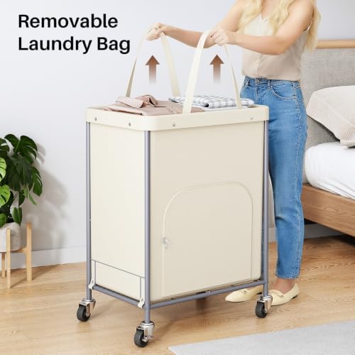 170L Large Laundry Basket with Wheels, Rolling Laundry Hamper Easy Access - Image 6