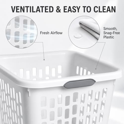 White Laundry Basket 6-Pack, 1.5 Bushel Square - Image 7