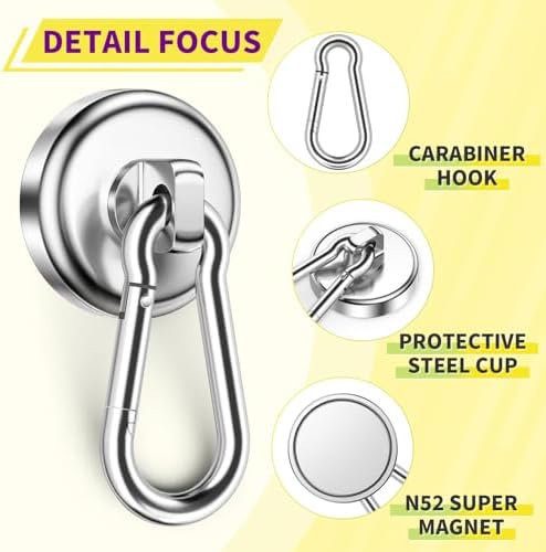 Heavy Duty Magnetic Hooks Silver, 110 lbs Magnets Hook, 10 Pack - Image 4