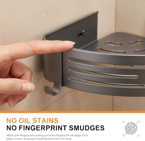 Gun Grey Adhesive Triangle Shower Caddy - Image 7