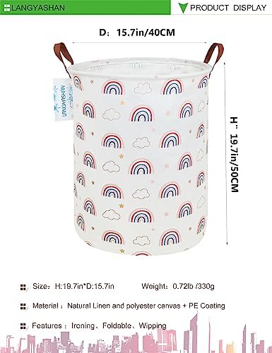 Round Laundry Basket Collapsible Storage Hamper Cloud Rainbow - Image 2