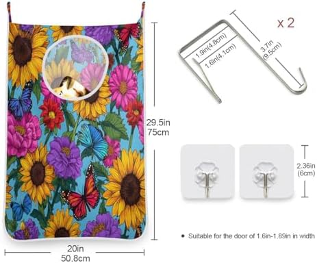 1PC Hanging Laundry Hamper Bag Over the Door Laundry Hamper Wall Hamper Large - Image 3