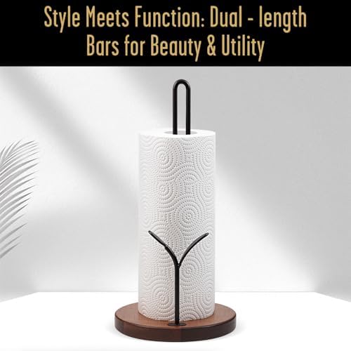 Wooden Paper Towel Holder Countertop, Round Base - Image 4