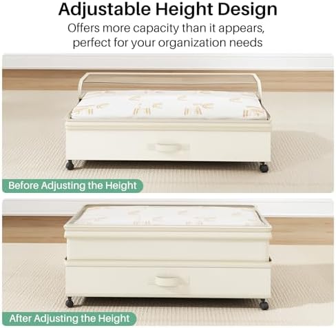 Kitstorack 2Pack Height-adjustable Under Bed Storage - Image 6