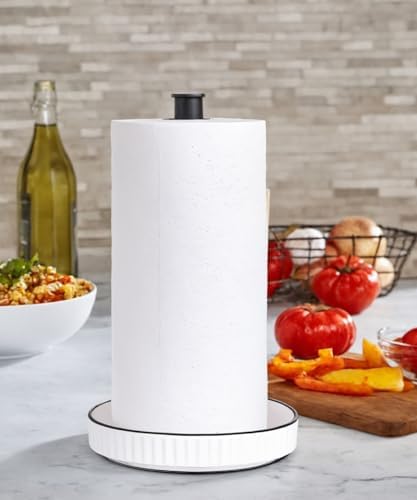 Paper Towel Holder Countertop, Ceramic Base, Fits Double to Family Rolls - Image 5