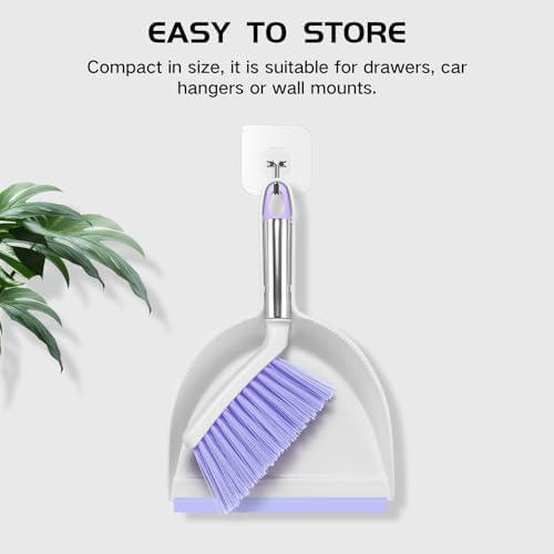 NACENA Mini Broom and Dustpan Set, Small Dust Pan and Brush Set, Light&Purple - Image 6