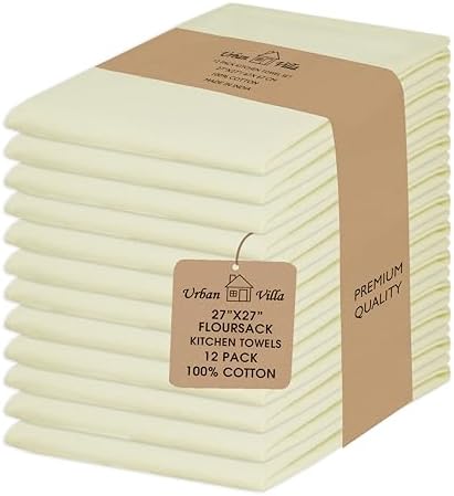 Urban Villa Kitchen Towels Cotton Dish Towels 27”x27” Ivory by CottonTrends